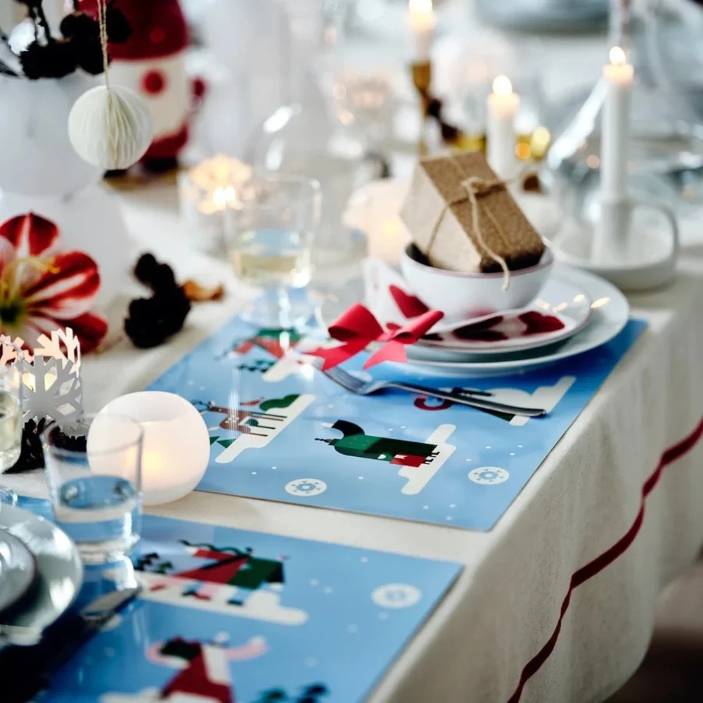 Festive Blue Place Mats Set of 4